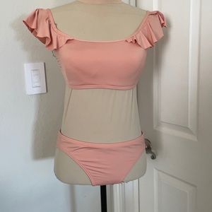 Vince Camuto Ruffled Off-The-Shoulder Bikini set